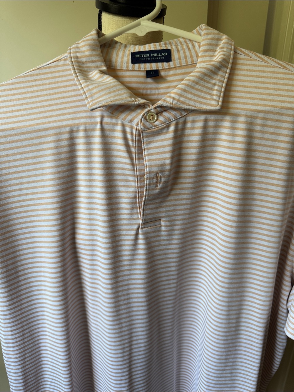 Peter Millar Crown Crafter Striped Polo in Cream and White